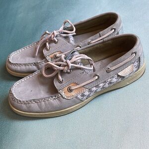 Sperry Top Sider Gray Houndstooth Metallic Boat Shoes